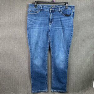 Lee Womens Size 16 Blue Straight Leg Mid Rise Denim Jeans Regular Fit